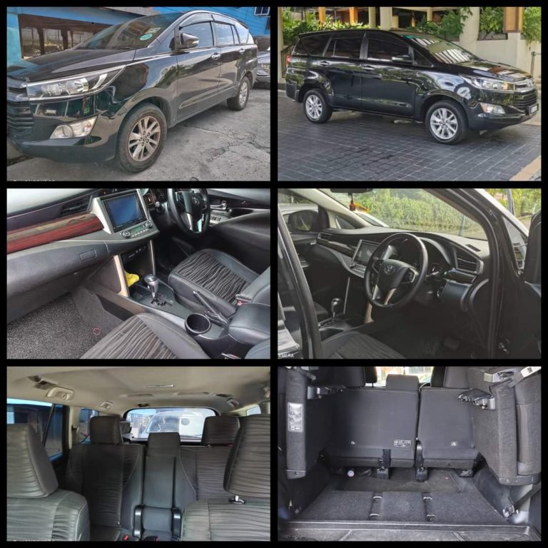 Toyota Innova hitam untuk disewa di Kota Kinabalu, bahagian luar dan dalaman